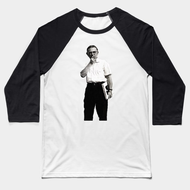 Jean-Paul Sartre Baseball T-Shirt by Beltschazar